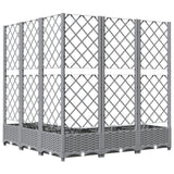 Garden Planter with Trellis Light Grey 120x120x121.5 cm PP 153277