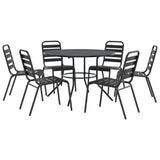 Stackable Garden Chair Set 7 pcs Anthracite Powder-coated Steel 3283767