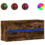 TV Wall Cabinet with LED Lights Smoked Oak 100x31x45 cm 852296