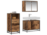 Bathroom Furniture Set with Door 3 pcs Old Wood Engineered Wood 3402432