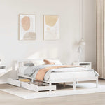 ZNTS Bed Frame without Mattress White 135x190 cm Double Solid Wood Pine 3301466