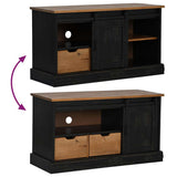 TV Cabinet HALDEN with Sliding Door Black 110x40x60 cm Solid Wood 4018412