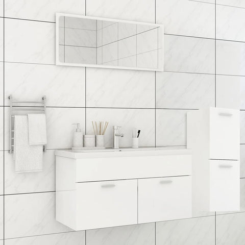 ZNTS Bathroom Furniture Set High Gloss White Engineered Wood 3071204