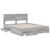 Bed Frame with Drawer Grey Sonoma 160 x 200 cm Engineered Wood 3410875