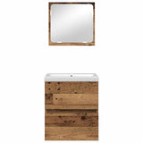 Bathroom Furniture Set 3 pcs Old wood and White Engineered wood 3393510