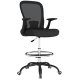 Draughtsman Chair, Mesh Drafting Chair, Ergonomic Office Chair with Flip-up Armrest, Adjustable Foot T3398P344745