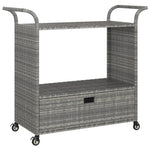 Bar Cart with Drawer Grey 100x45x97 cm Poly Rattan 316664