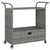 Bar Cart with Drawer Grey 100x45x97 cm Poly Rattan 316664