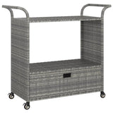 Bar Cart with Drawer Grey 100x45x97 cm Poly Rattan 316664