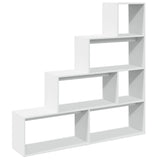 Room Divider Bookcase 4-Tier White 143.5x29x143.5 cm Engineered Wood 857994