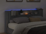 Storage Headboard with LED Grey Sonoma Engineered Wood 3418674