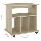 Storage Cabinet Sonoma Oak Engineered Wood Medium Rolling Cabinet 808479