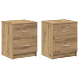 Bedside Cabinets 2 pcs with 2 Drawers Artisan Oak 40x36x50 cm 858802