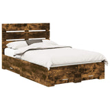 Bed Frame with Drawer Smoked Oak 135 x 190 cm Engineered Wood 3411984