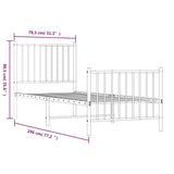 Metal Bed Frame without Mattress with Footboard White 75x190cm 350939