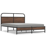 Metal Bed Frame without Mattress Brown Oak 160x200 cm 3318703