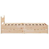 ZNTS Bed Frame with Drawers 90x190 cm Single Solid Wood Pine 3301926