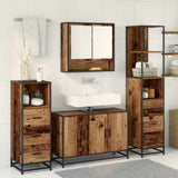 Bathroom Furniture Set with Door 4 pcs Old Wood Engineered Wood 3402339