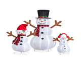 Set of 3 Lighted Snowman Family Christmas Yard Decorations, 60cm 90cm 120cm Pre-lit Pull Up Snowman 12090864