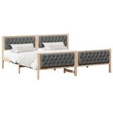 Bed Frame with Headboard Dark Grey 200 x 200 cm Solid Pine Wood 3394269