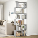 Room Divider Bookcase 6-Tier Concrete Grey 70x24x193 cm Engineered Wood 858087