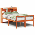 ZNTS Bookcase Bed without Mattress Wax Brown 135x190 cm Doouble Solid Wood Pine 3322068
