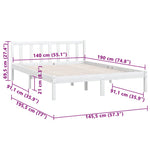 810063 Bed Frame without Mattress White Solid Wood 140x190 cm