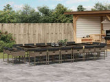 17 Piece Garden Dining Set with Cushions Grey Poly Rattan 3211424