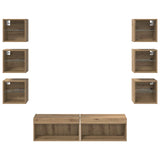 TV Cabinet with LED Strip Lights 8 pcs Artisan Oak Glass 3402939