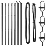 Embedded Fence Post 7 pcs Grey Powder-Coated Steel 42004206