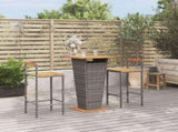 3 Piece Garden Bar Set Grey Poly Rattan&Solid Wood Acacia 3187726