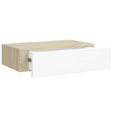 Wall Drawer Shelves 2 pcs Oak and White 40x23.5x10cm MDF 330250