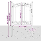 Fence Gate "EMMEN" with Arched Top Steel 100x106 cm Black 146370