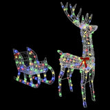 Reindeer Pull Sleigh Colourful 70 x 26 x 129 cm Acrylic 42019078