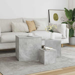 Side Tables 3 pcs Concrete Grey Engineered Wood 808589