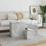 Side Tables 3 pcs Concrete Grey Engineered Wood 808589
