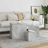 Side Tables 3 pcs Concrete Grey Engineered Wood 808589