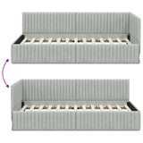 Corner Bed Frame Light Grey 100 cm x 200 cm Velvet 42016276