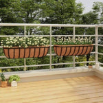 Wall Troughs 2 pcs with Coco Liners Black 76x21x16 cm Steel 319355