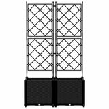 Garden Planter 2 pcs Black 80 x 40 x 143 cm Plastic 42002838