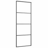 Sliding Door with Hardware Set Black 76x205 cm ESG Glass 3375856