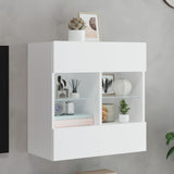 TV Wall Cabinet with LED Lights White 58.5x30x60.5 cm 837092