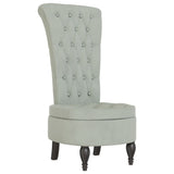 High Back Chair Light Grey Velvet Button Design 352464