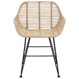 Dining Chair 2 pcs Rattan and Iron Natural 55 x 50 x 74 cm 42011556
