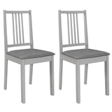 Dining Chairs with Cushions 2 pcs Grey Solid Wood 247638