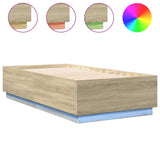 Bed Frame with LED without Mattress Sonoma Oak 75x190 cm Small Single 3209669