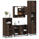 4 Piece Bathroom Furniture Set Brown Oak Engineered Wood 3301244