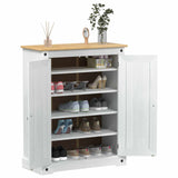 Shoe Cabinet with Door White 86 x 38.5 x 108 cm Solid Pine Wood 42024951