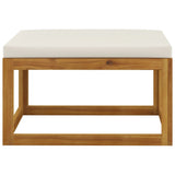 Footrest with Cream White Cushion Solid Wood Acacia 318558