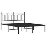 Metal Bed Frame without Mattress with Headboard Black 135x190cm 373690